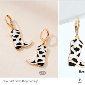 Cowgirl jewelry bundle: cow boot earrings and 2 piece hat and boot pendant set